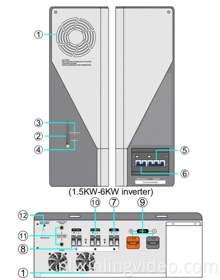 5KW hoge kwaliteit off gird pure sinus golflader hybride zonne -omvormer vermogensvermindering inverter